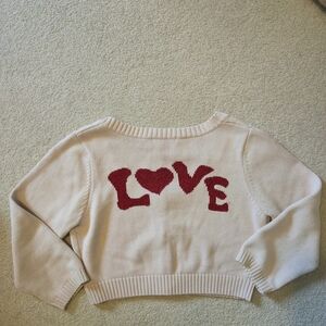 Betsey Johnson cropped love cardigan with heart buttons